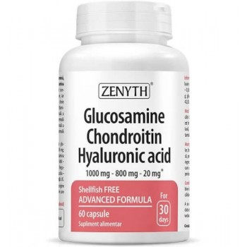 Glucosamine Chondroitin Hyaluronic acid Formulă complexă pentru mobilitatea și flexibilitatea articulațiilor. 60 capsule Glucosamine Chondroitin Hyaluronic acid Formulă complexă pentru mobilitatea și flexibilitatea articulațiilor. 60 capsule